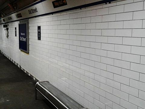 PLATFORM TILING WORKS CONTINUING AT OLD STREET